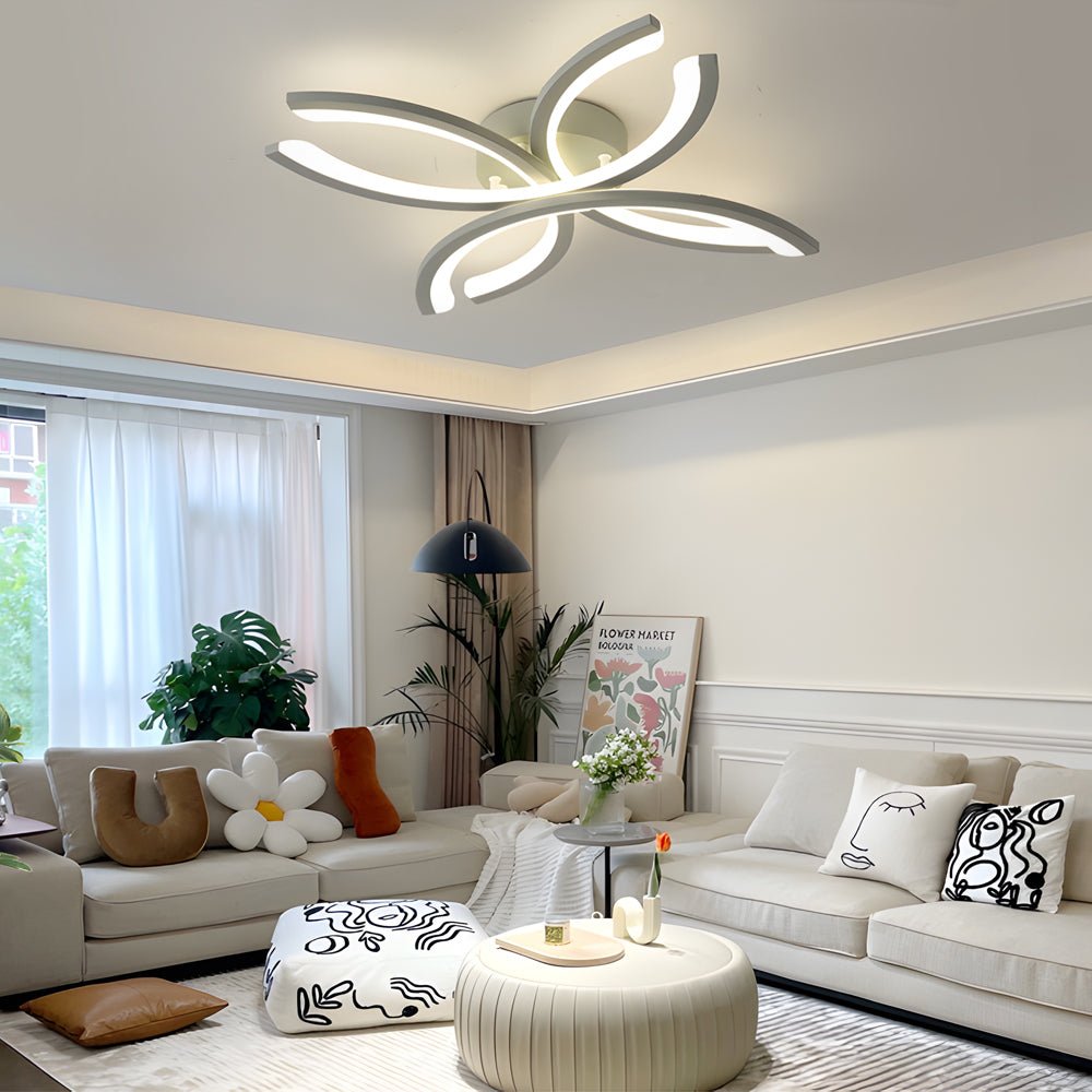flower shaped led flush mount ceiling light fixture in whitegray for living room