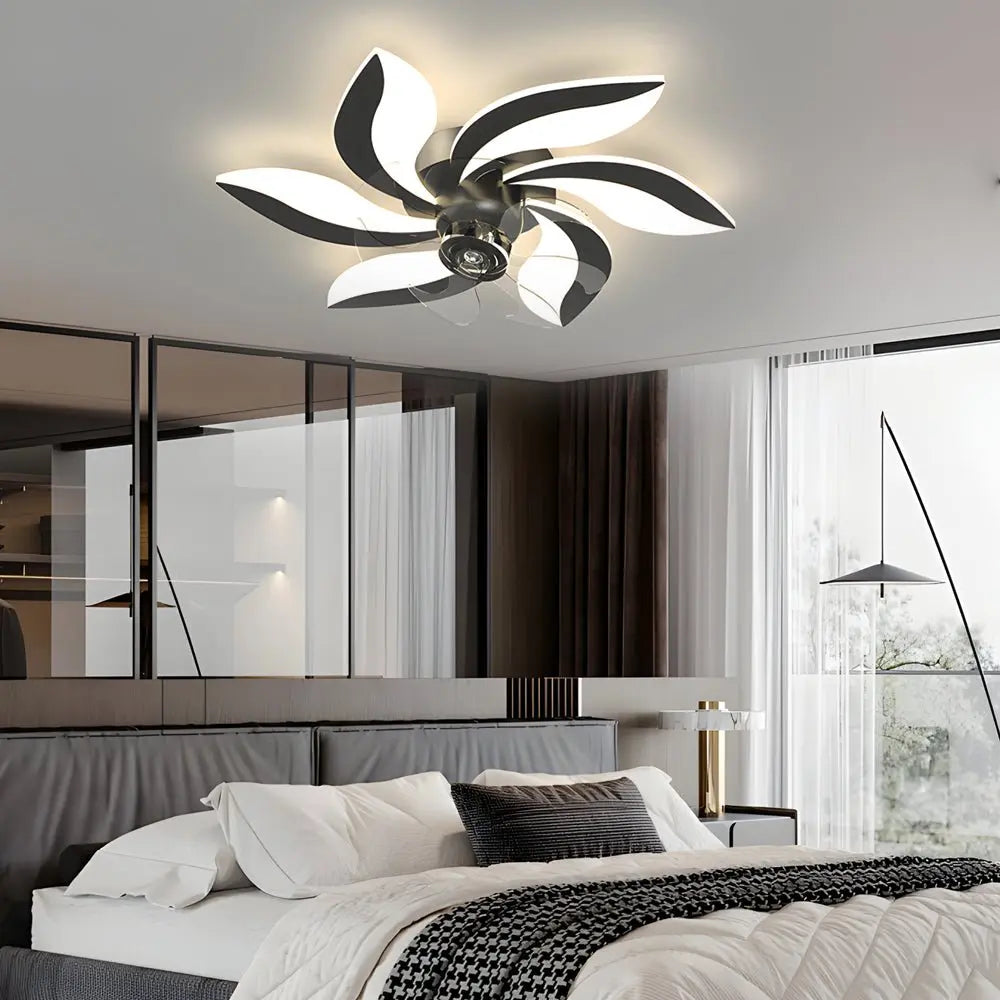 Modern Ceiling Fan with Light: 3-Step Dimming and Flower Leaf Design Luxe