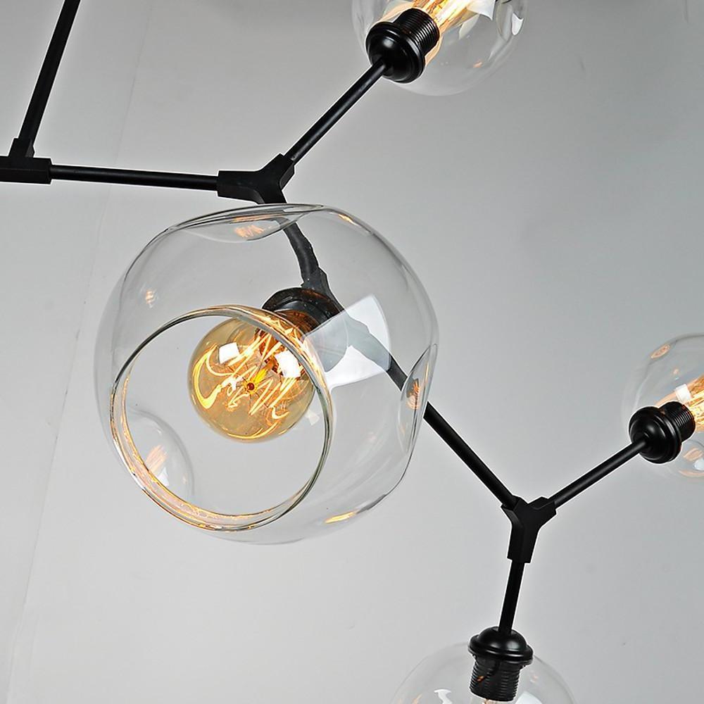 Globe Sputnik Industrial Chandelier — Metal and Glass, E27, 3/5/6/7-Light, Choice of Finish and Shade Color