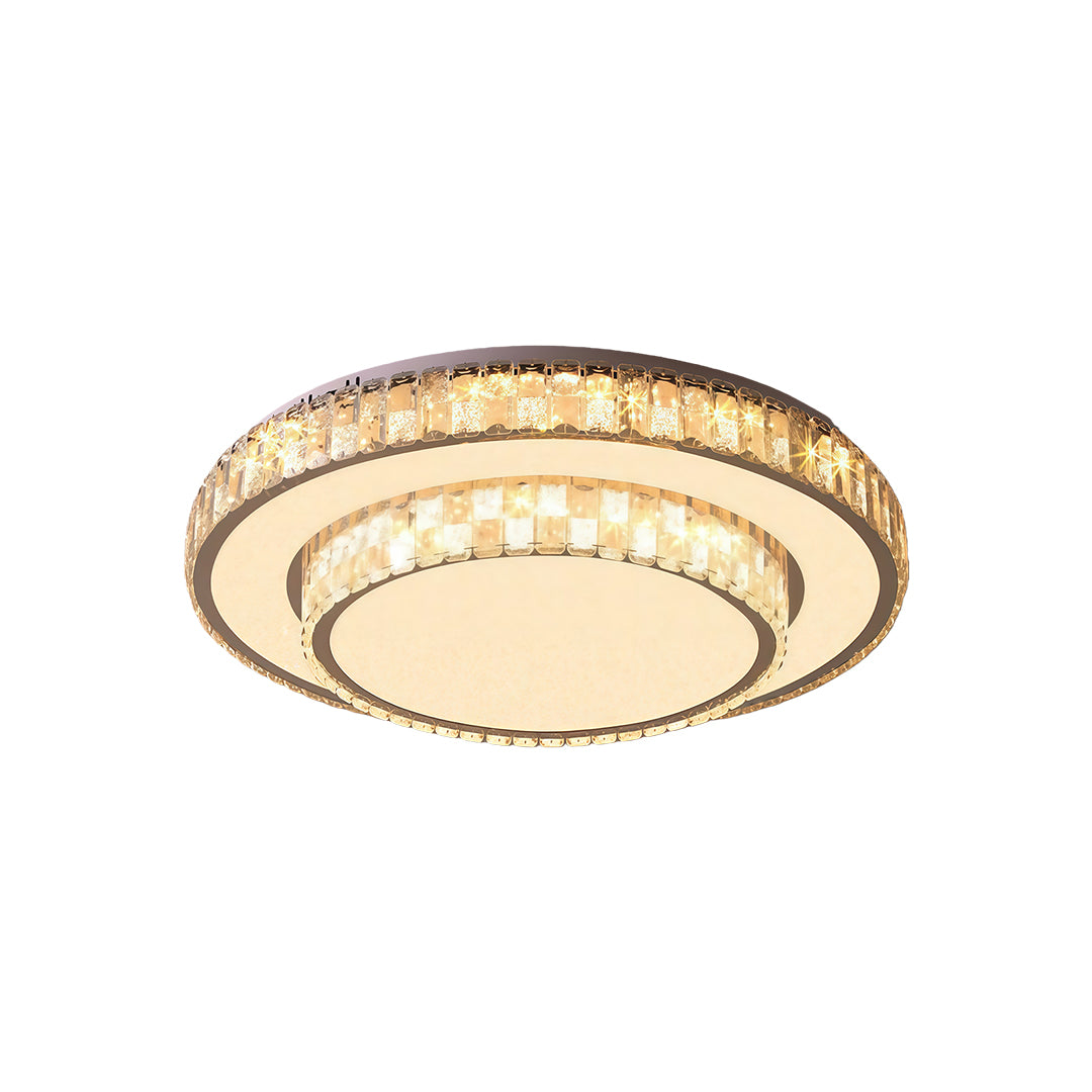 Minimalist Crystal Flush-Mount LED — Chrome Steel, Round/Square/Rectangle, 3-Color Dimming (3000K/4500K/6000K)