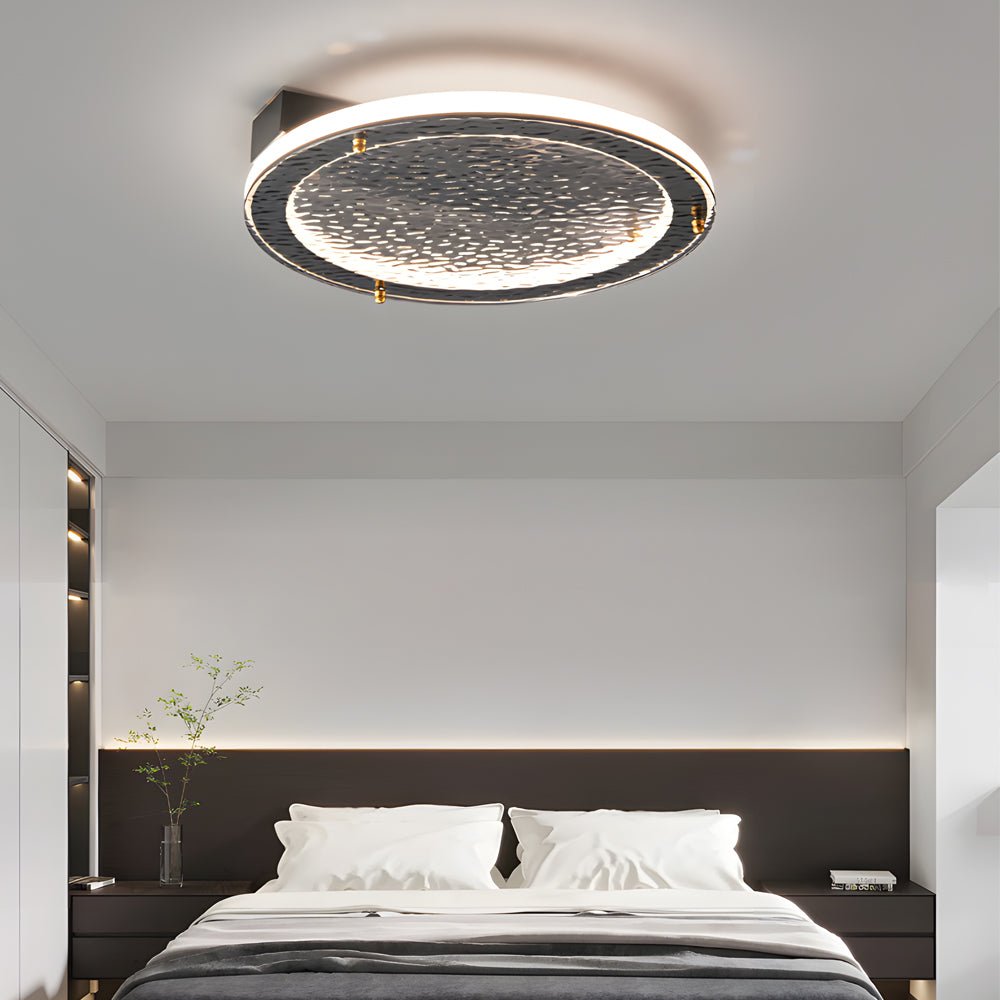 flush mount ceiling light with black glass and led