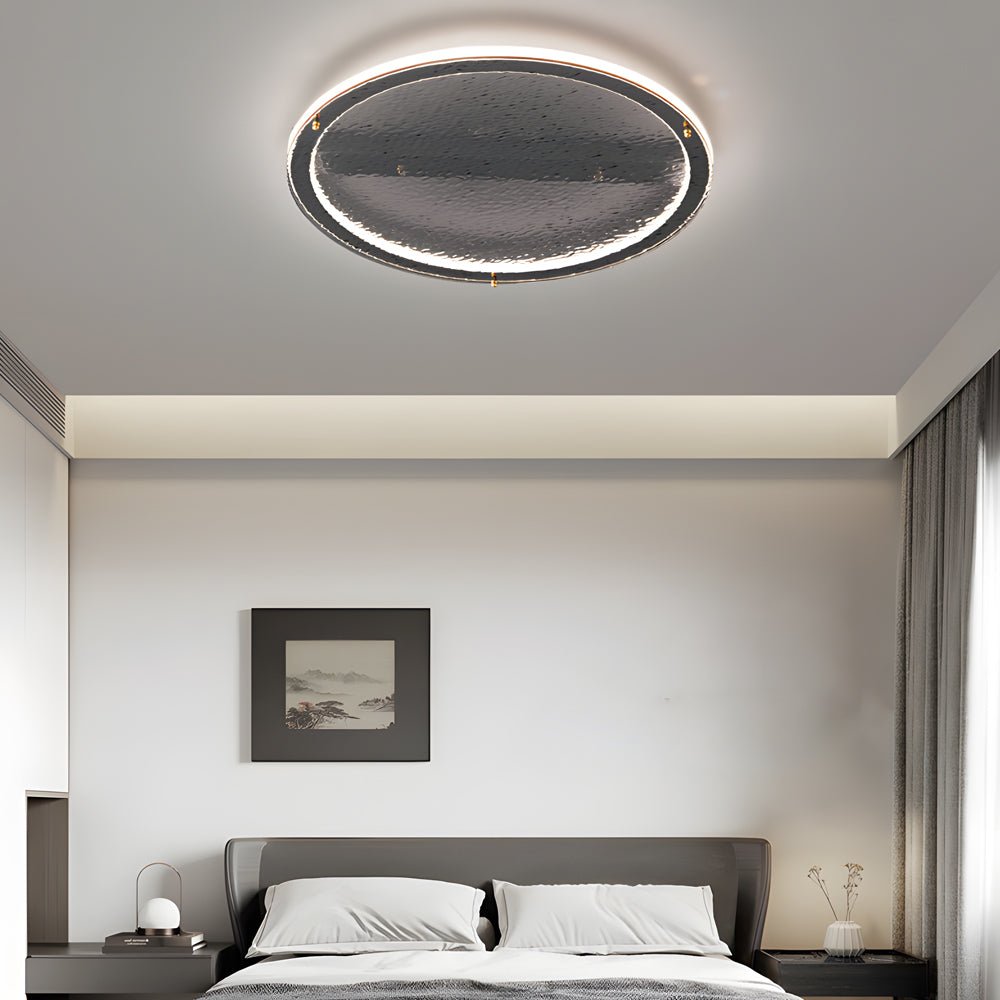 flush mount ceiling light with black glass and led