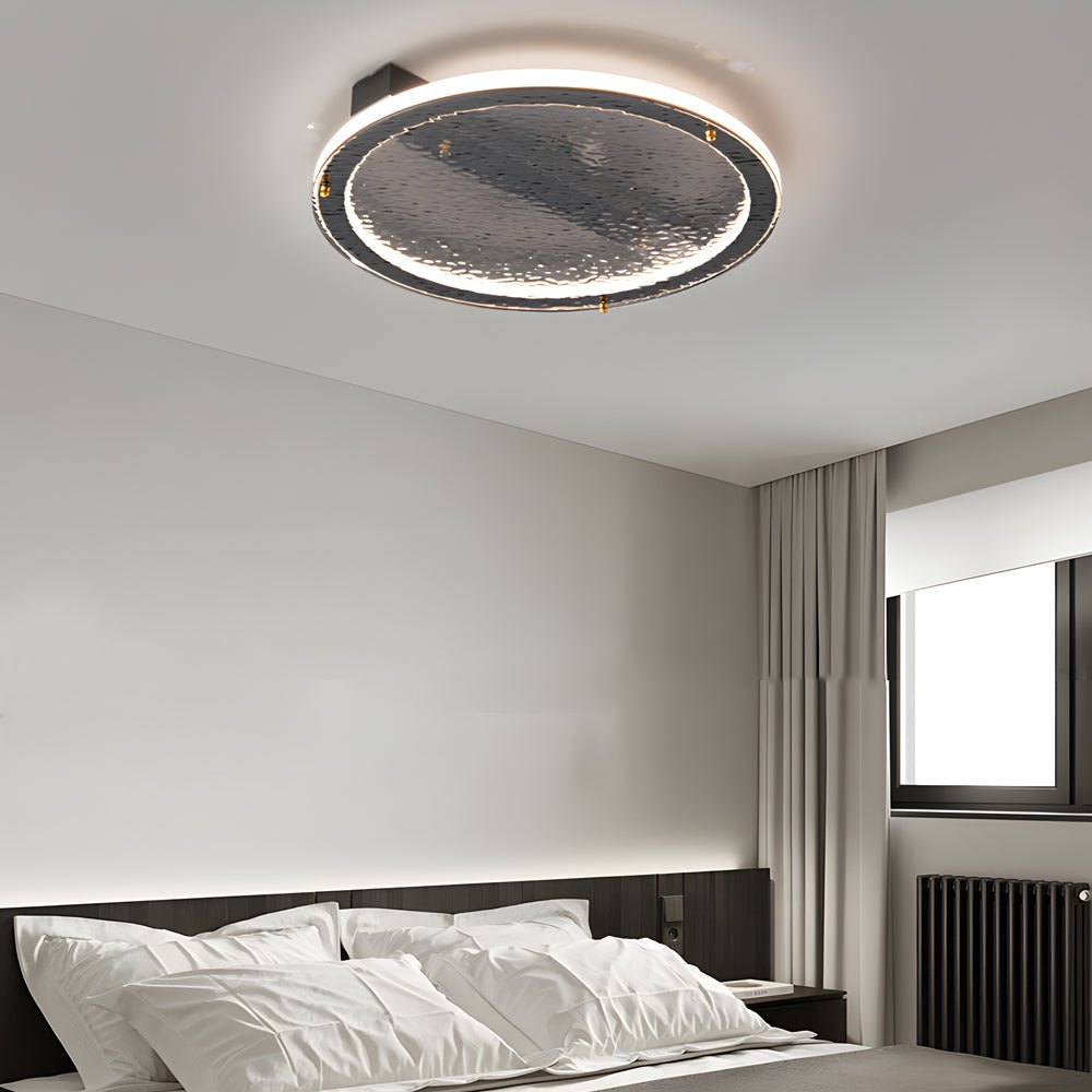 flush mount ceiling light with black glass and led