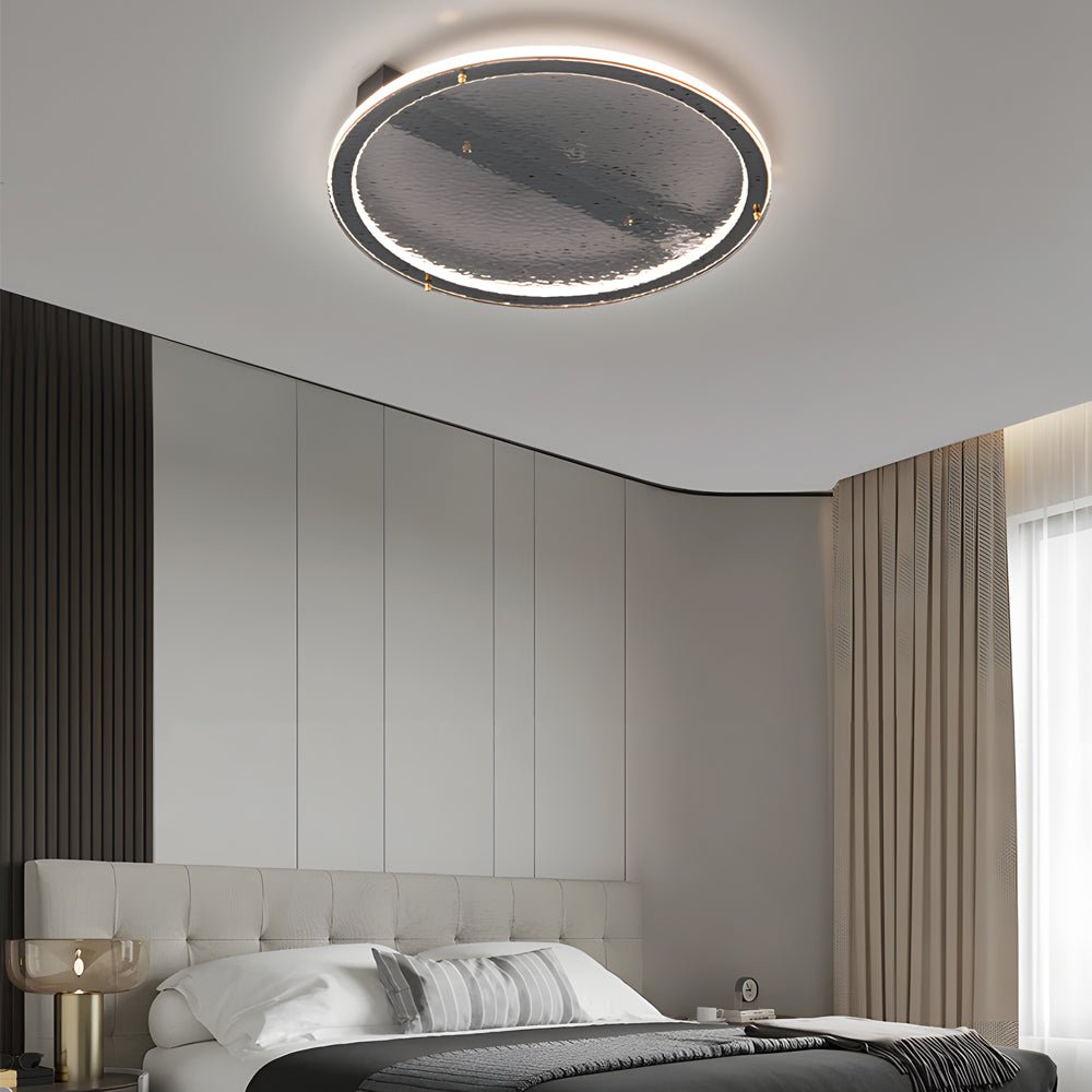 flush mount ceiling light with black glass and led