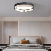 flush mount ceiling light with round black hammered glass and led