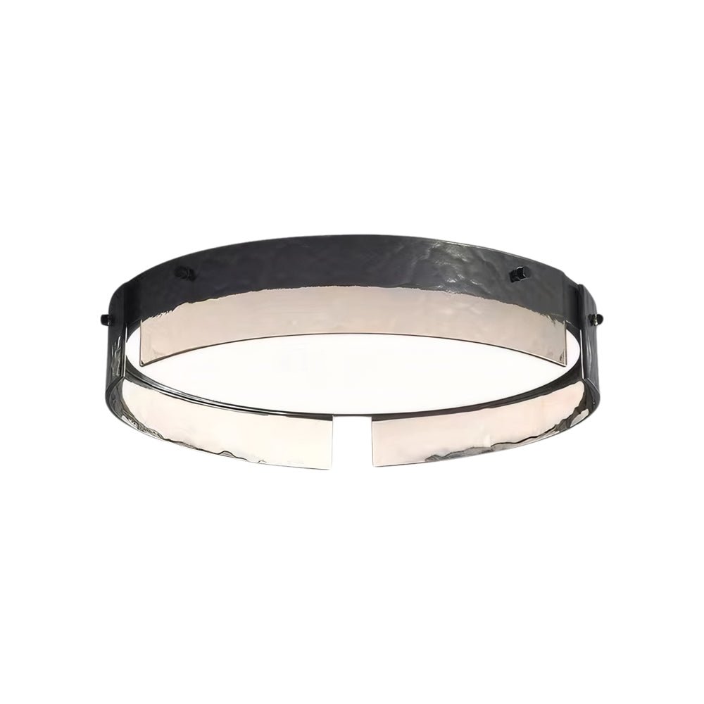 flush mount ceiling light with round black hammered glass and led