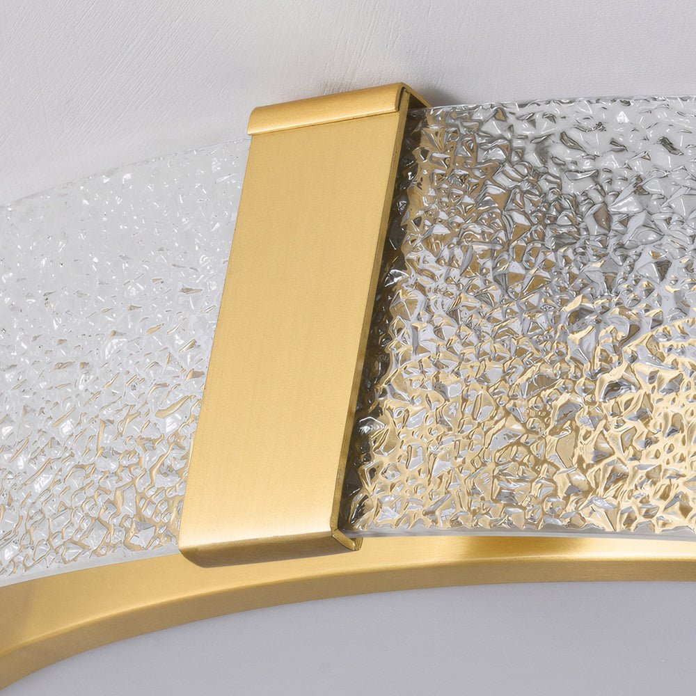 flush mount drum ceiling light with round copper water ripple glass