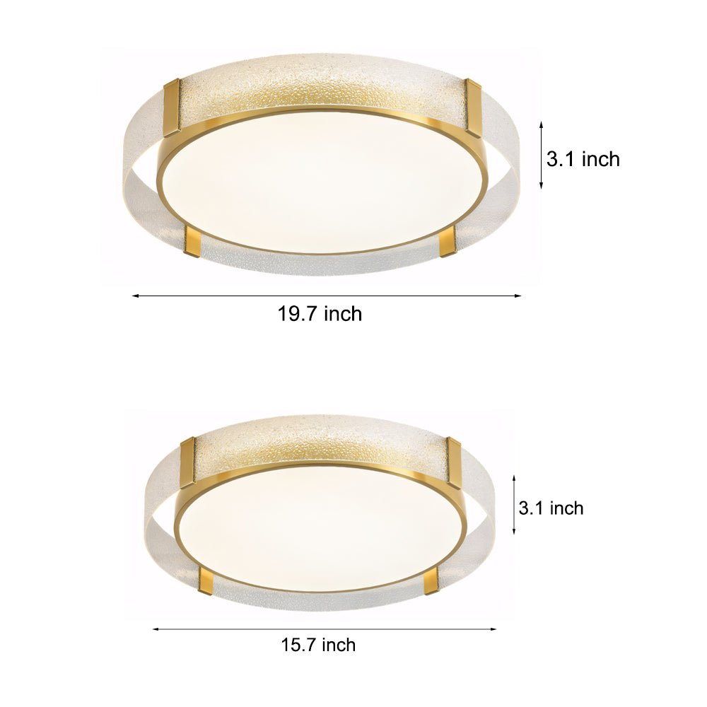 flush mount drum ceiling light with round copper water ripple glass