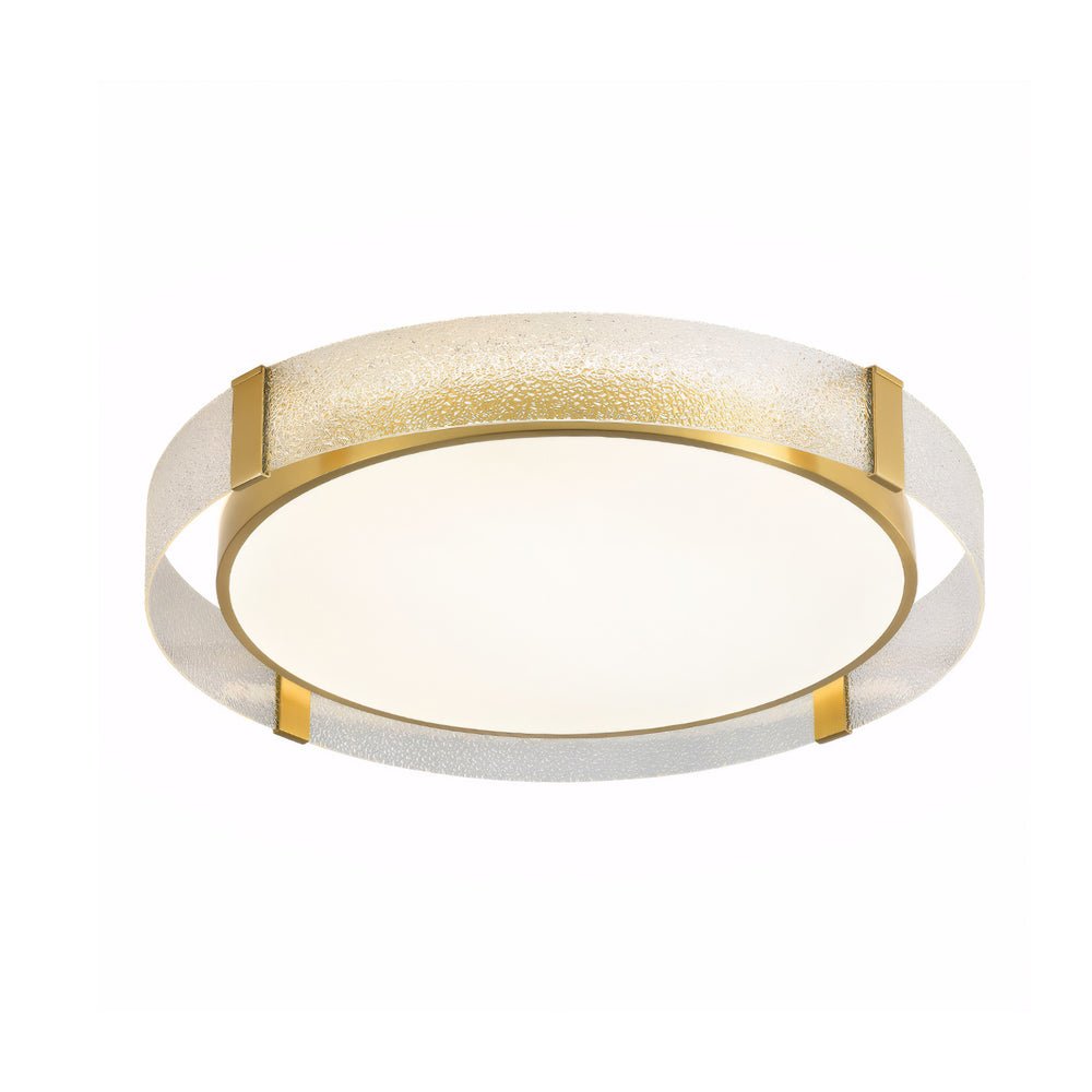 flush mount drum ceiling light with round copper water ripple glass