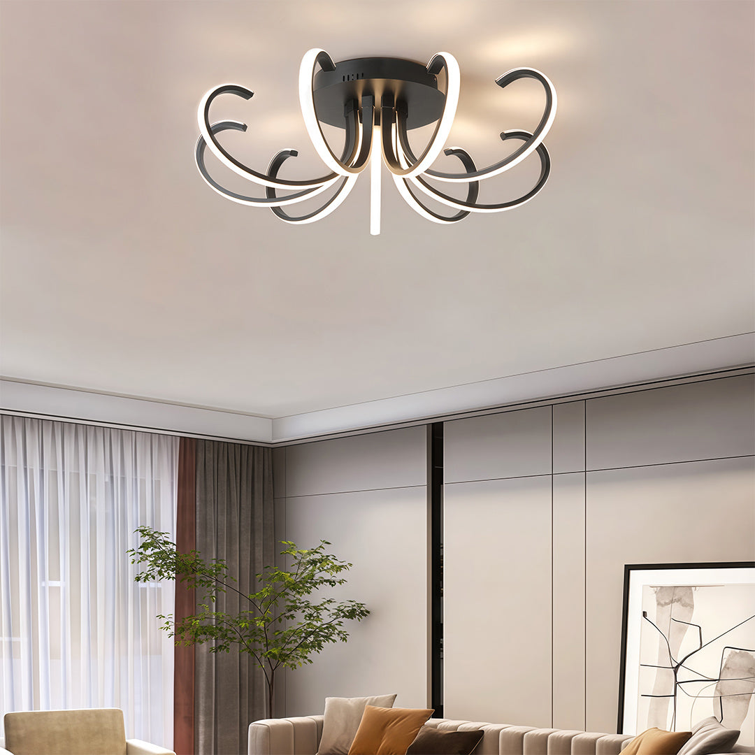 Minimalist LED Flush-Mount Ceiling Light — Silicone Shade, Dimmable 3000K–6000K, Remote Control, 19.7" or 29.5"