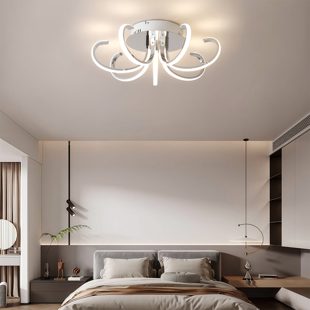 Minimalist LED Flush-Mount Ceiling Light — Silicone Shade, Dimmable 3000K–6000K, Remote Control, 19.7" or 29.5"