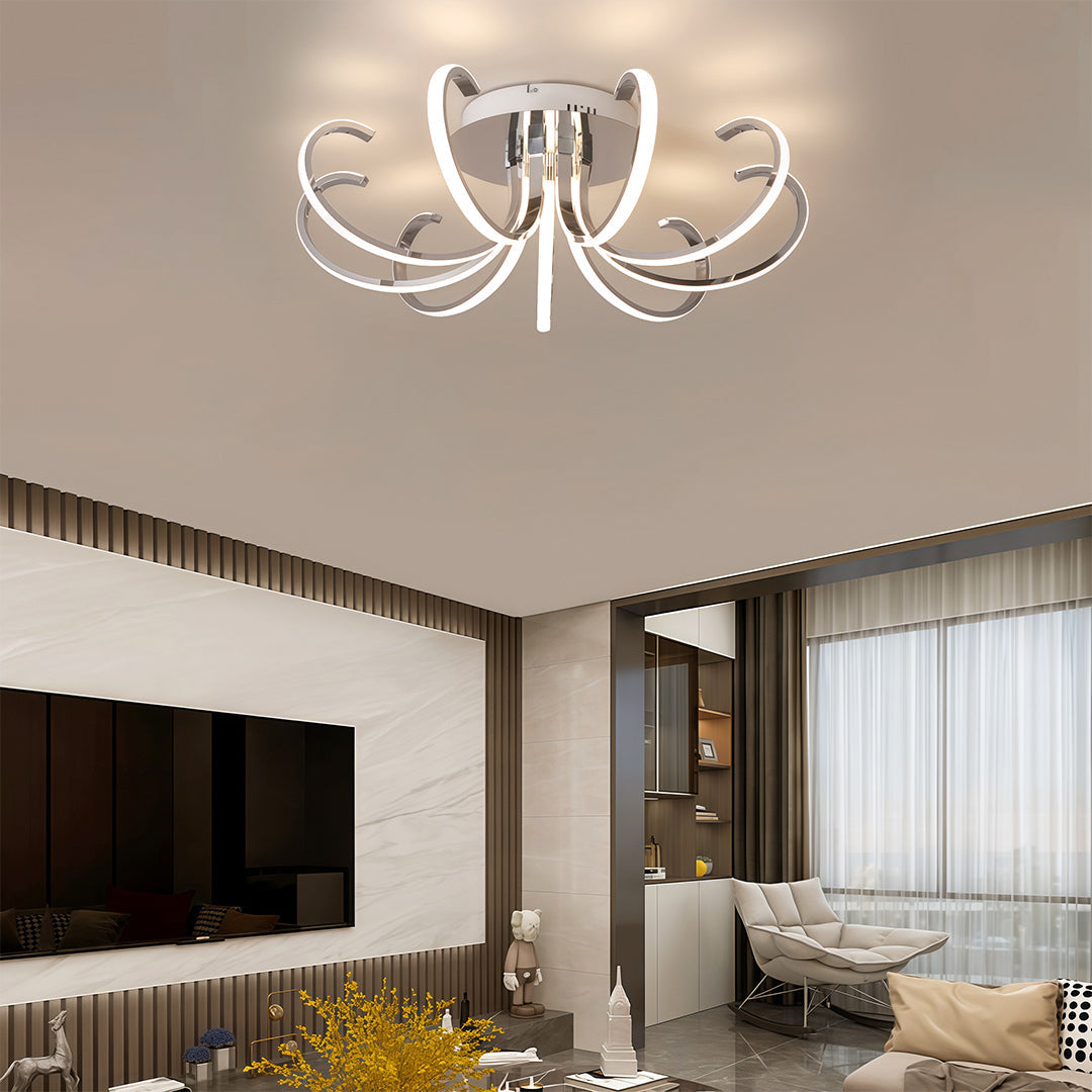 Minimalist LED Flush-Mount Ceiling Light — Silicone Shade, Dimmable 3000K–6000K, Remote Control, 19.7" or 29.5"