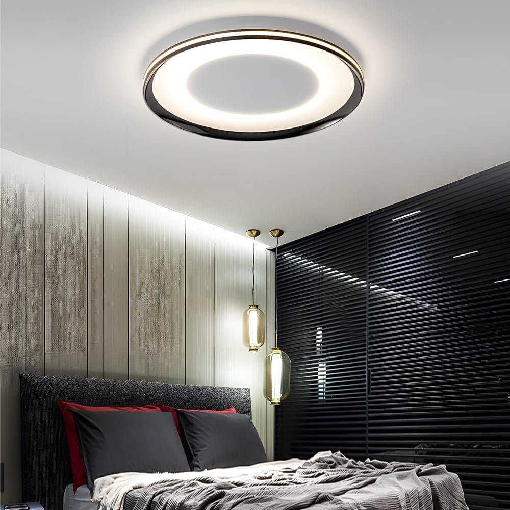 flush mount round black led ceiling light
