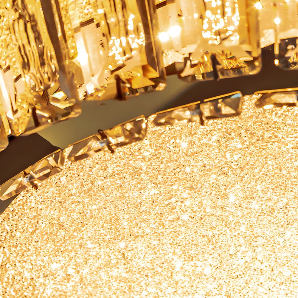 flush mount titanium gold ceiling light quicksand drum crystal chandelier
