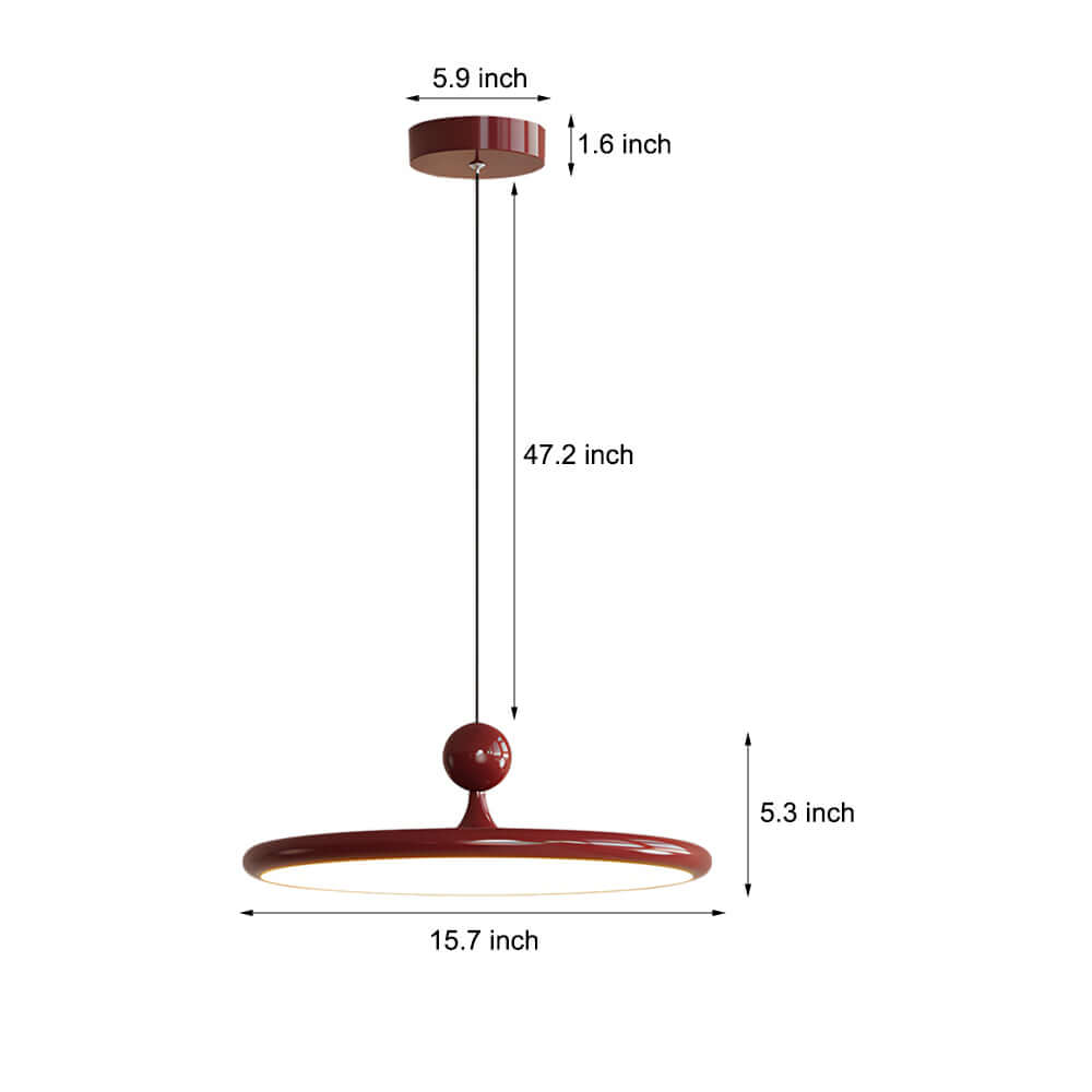 UFO Disc Pendant Light — Iron, Acrylic, 15.75" Wide, 3-Step Dimming (3000K/4500K/6000K), RA≥97