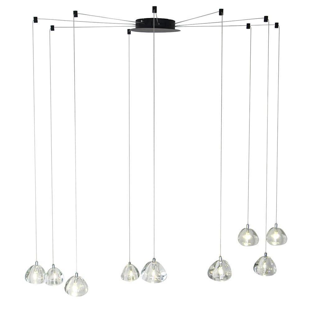 Raindrop Cluster Chandelier — Metal and Crystal, 9-Light LED, 3000/6000K, 79" Adjustable Cord