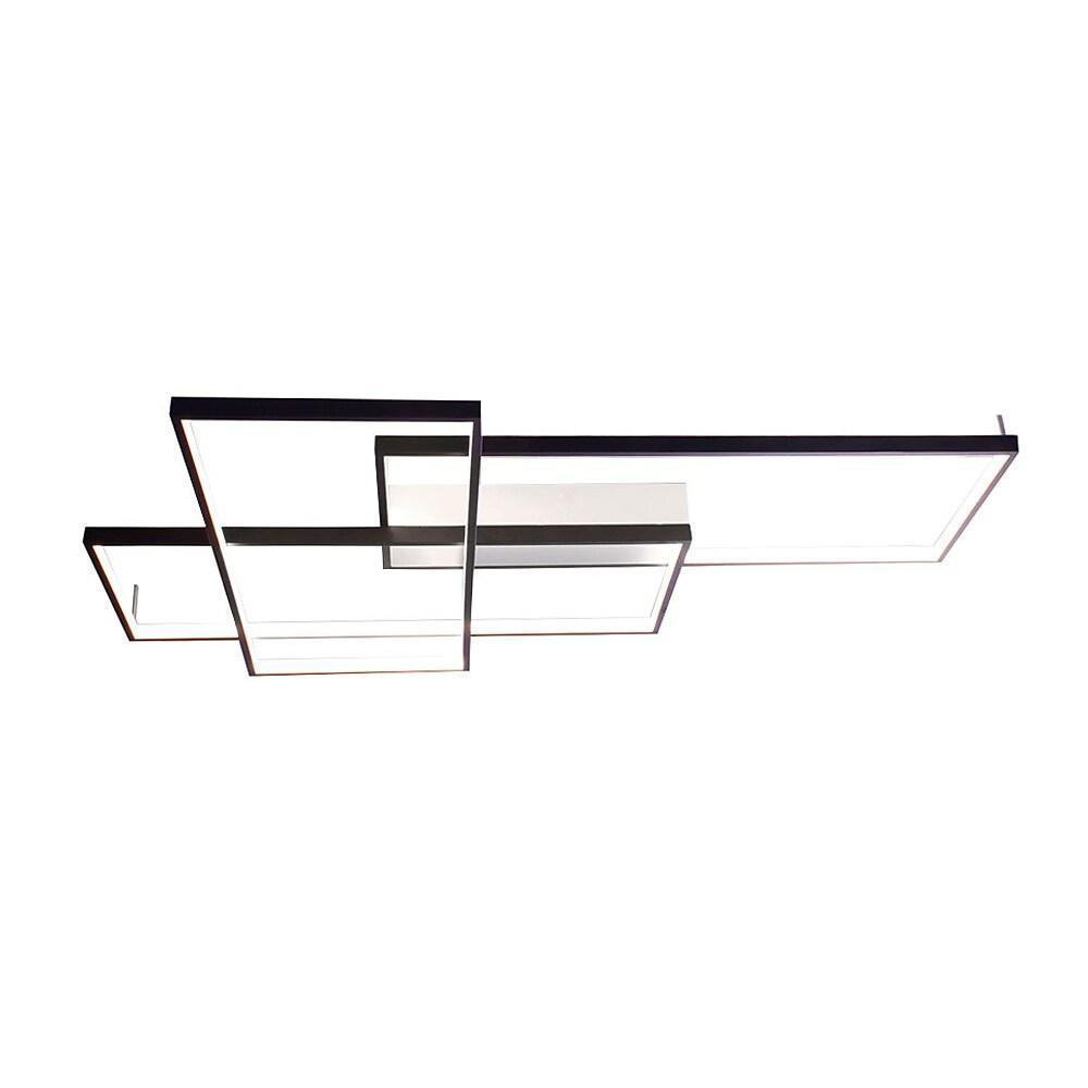 Overlapping Rectangles Geometric Flush-Mount Ceiling Light — Aluminum, 90W LED, Dimmable with Remote, 40" × 27"
