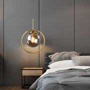 industrial led bedside pendant lights with nordic style metal and glass circle design for island lighting