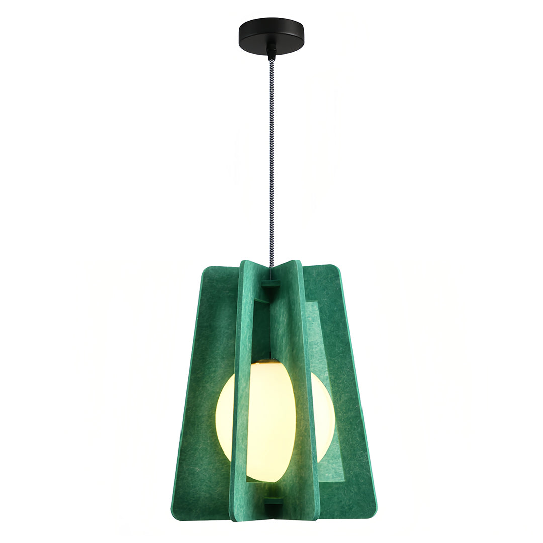 Geometric Felt Mini Pendant — PE+PET Acoustic Felt, Iron, 30/35cm, 6 Colors, Adjustable 2m Cord