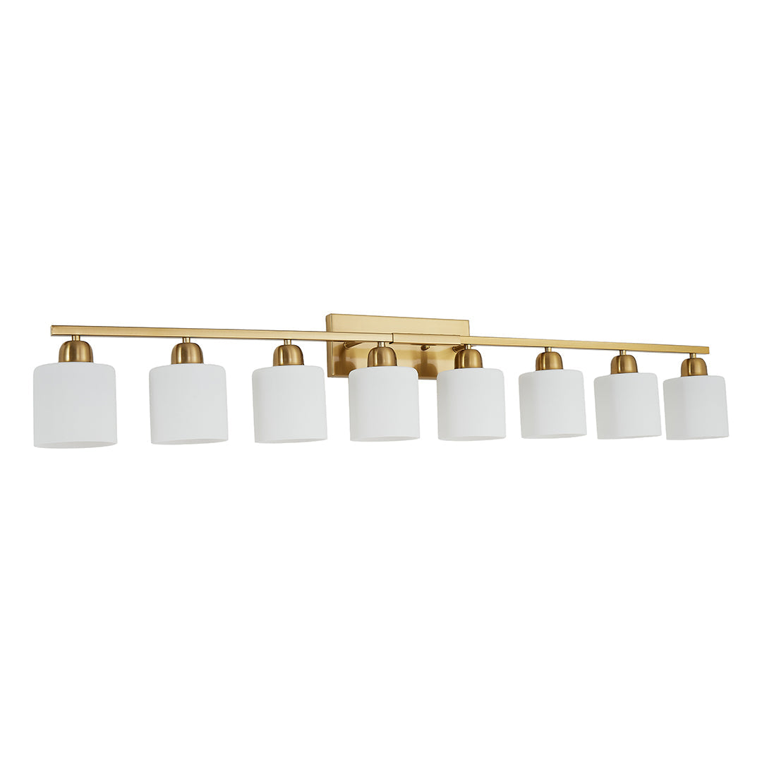 Minimalist Bathroom Vanity Light — Creamy White Glass, Metal Frame, E26, 4/5/6/8/10-Light, Matte Black / Sand Nickel / Copper