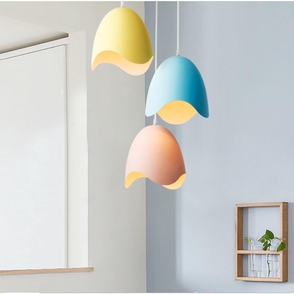 Half Eggshell 3-Light Pendant — Metal, Modern Industrial, Colorful (Yellow, Red, Blue)