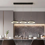 Modern 3-Light Adjustable Ring Pendant Chandelier — Aluminum & Acrylic, LED Dimmable, 24", Remote Control