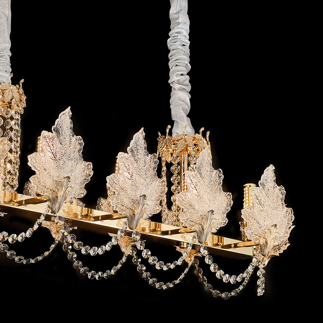 French Country Crystal Chandelier — Champagne Gold Carbon Steel, Cut Crystal, E14, Adjustable 31.5" Cord, 5 Configurations