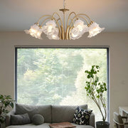french pastoral gold fixture 68 light glass lily chandelier
