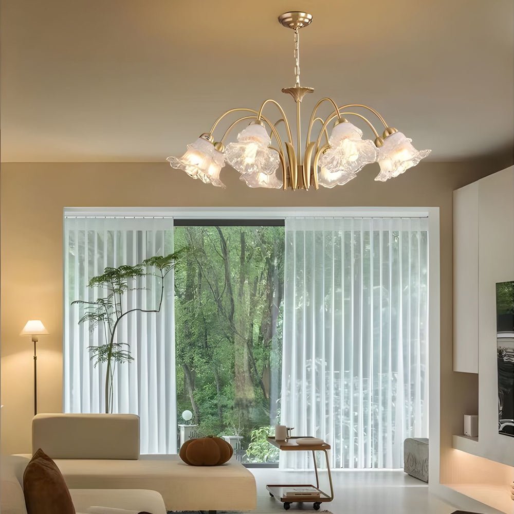 french pastoral gold fixture 68 light glass lily chandelier