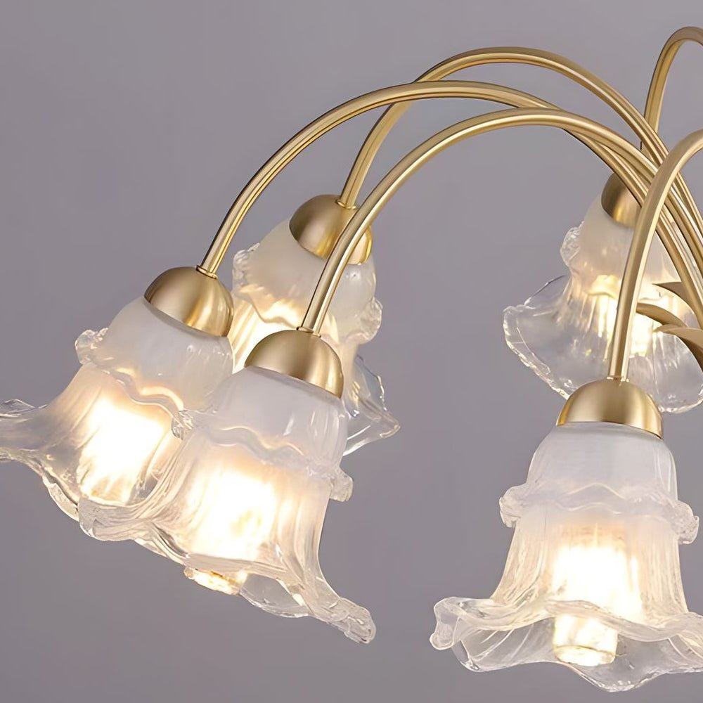 french pastoral gold fixture 68 light glass lily chandelier