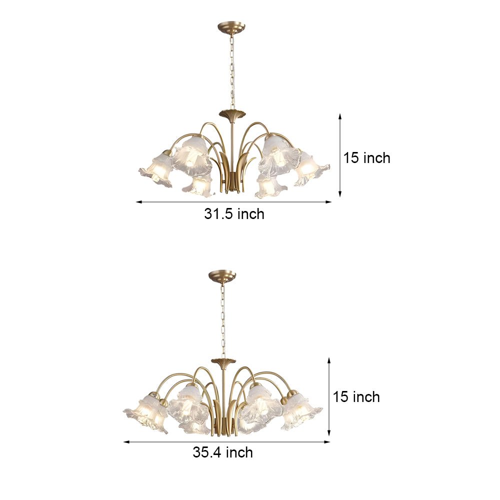 french pastoral gold fixture 68 light glass lily chandelier