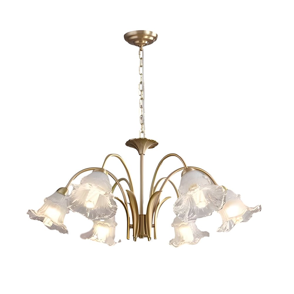 french pastoral gold fixture 68 light glass lily chandelier