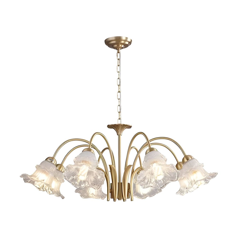 french pastoral gold fixture 68 light glass lily chandelier