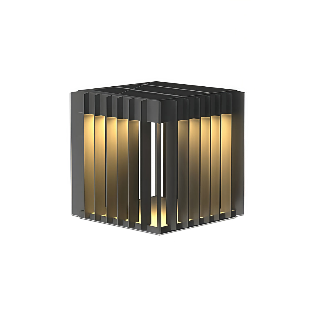 Geometric Hollow Outdoor Pillar Light — Stainless Steel, LED, Solar / Hardwired, IP65, 3 Sizes