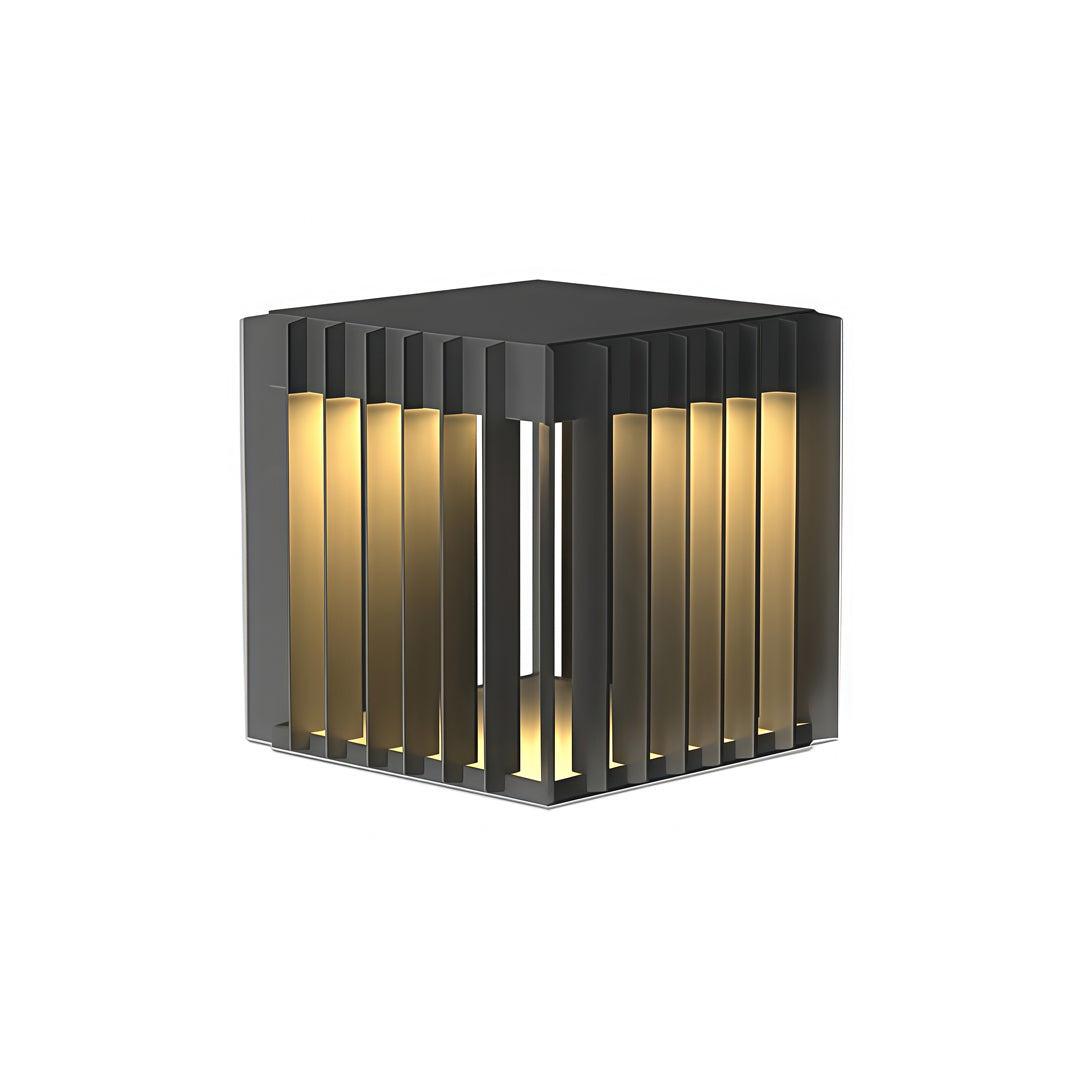 Geometric Hollow Outdoor Pillar Light — Stainless Steel, LED, Solar / Hardwired, IP65, 3 Sizes
