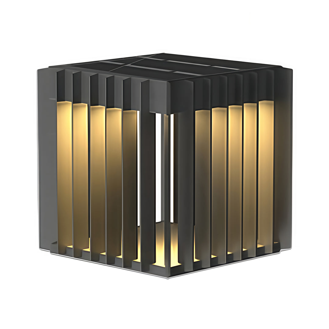 Geometric Hollow Outdoor Pillar Light — Stainless Steel, LED, Solar / Hardwired, IP65, 3 Sizes