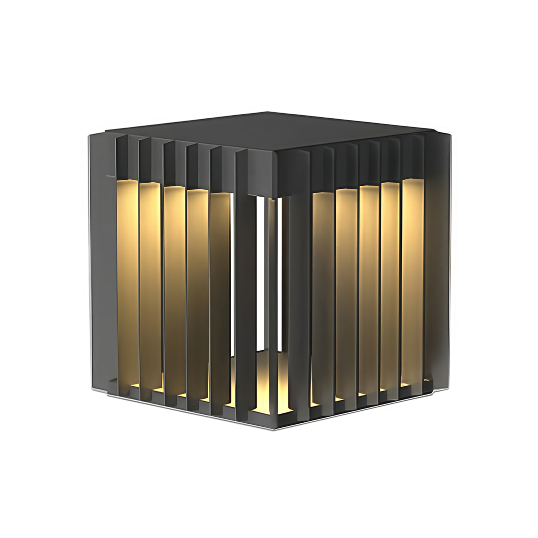 Geometric Hollow Outdoor Pillar Light — Stainless Steel, LED, Solar / Hardwired, IP65, 3 Sizes