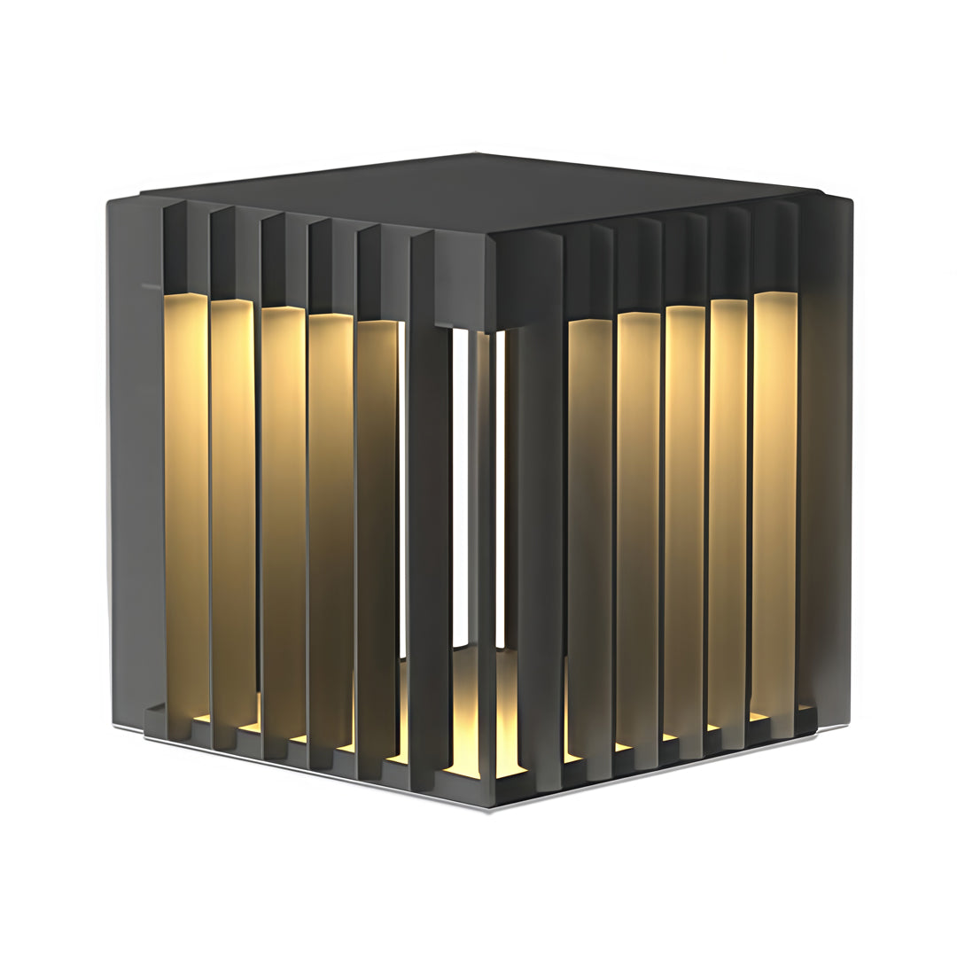 Geometric Hollow Outdoor Pillar Light — Stainless Steel, LED, Solar / Hardwired, IP65, 3 Sizes