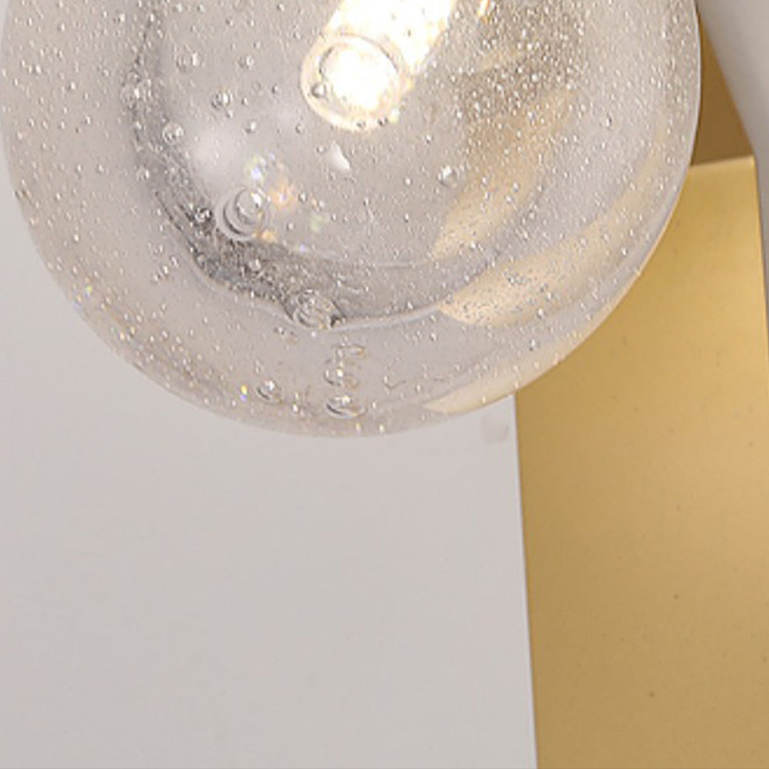 Glass Bubble Wall Sconce — Iron Frame, LED 3000K, Single 7W or Dual 14W, Gold / White / Black / Bronze