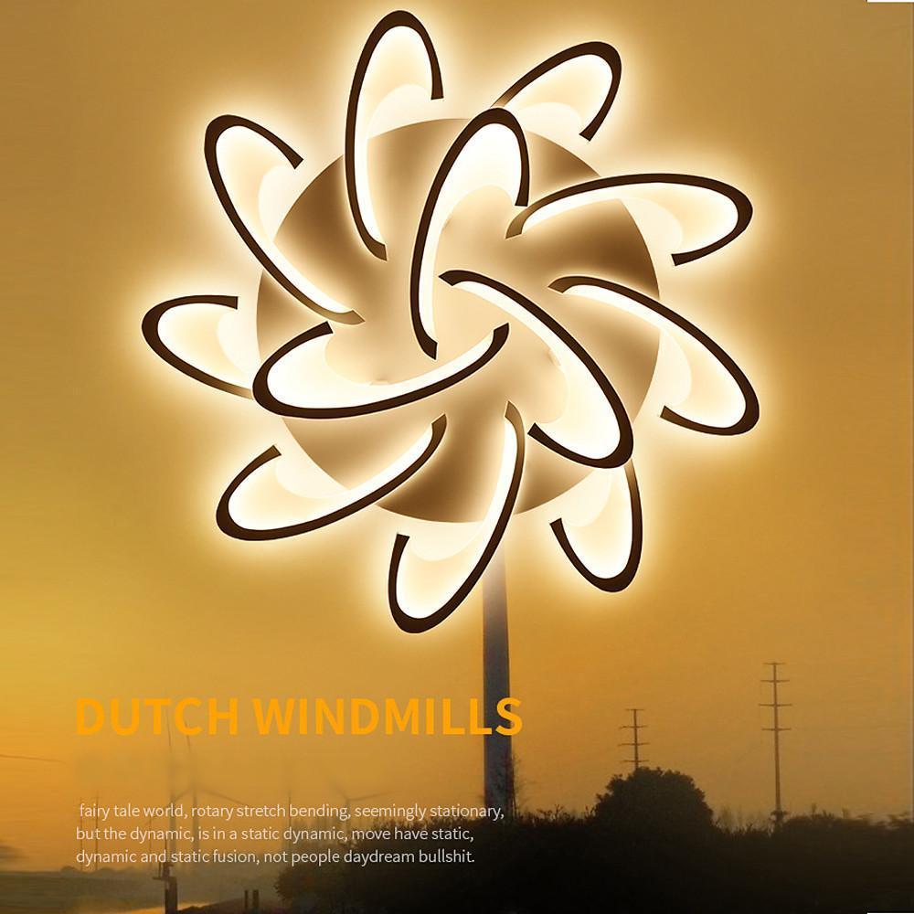 Geometric Flower LED Flush-Mount Ceiling Light — Acrylic & Aluminum, 3-Step Dimming, 3000K–7000K, 3-Light / 6-Light / 12-Light