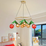 Cherry Glass Bulb Chandelier — Electroplated Metal, 6- or 9-Light, Three-Color Dimming, 2m Adjustable Cord