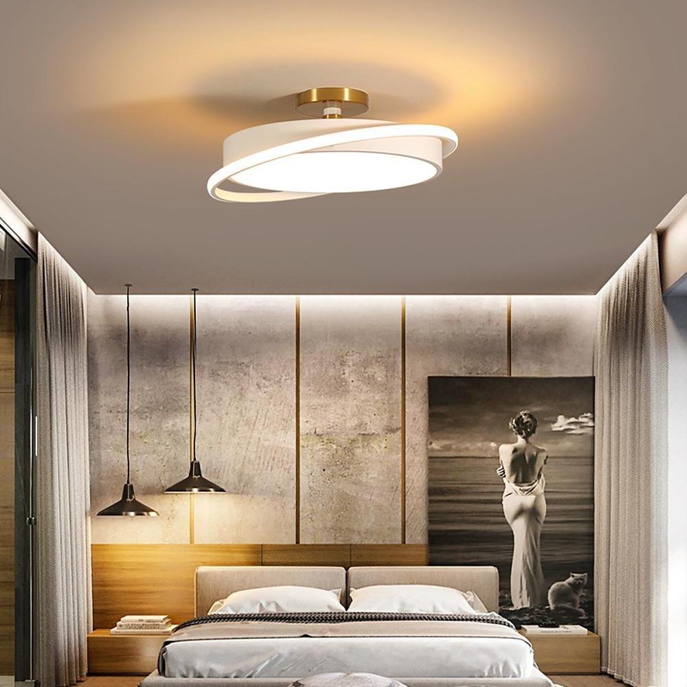 Modern Circular LED Flush-Mount Ceiling Light — Metal, 2-Light, 3000K / 6000K, 18" or 22"