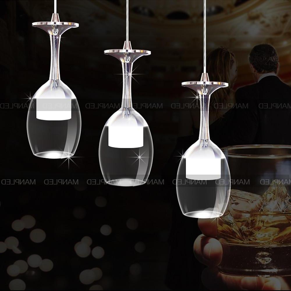 Modern 3-Light LED Mini Chandelier — Electroplated Aluminum, Transparent Plastic, 22" Wide, Adjustable Cord
