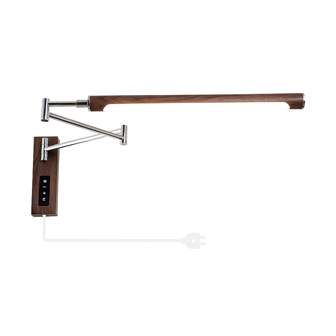 Mid-Century Swing-Arm Wall Sconce — Iron, Silver Finish, LED, 3-Step Dimming (3000K/4500K/6000K), 12W–24W