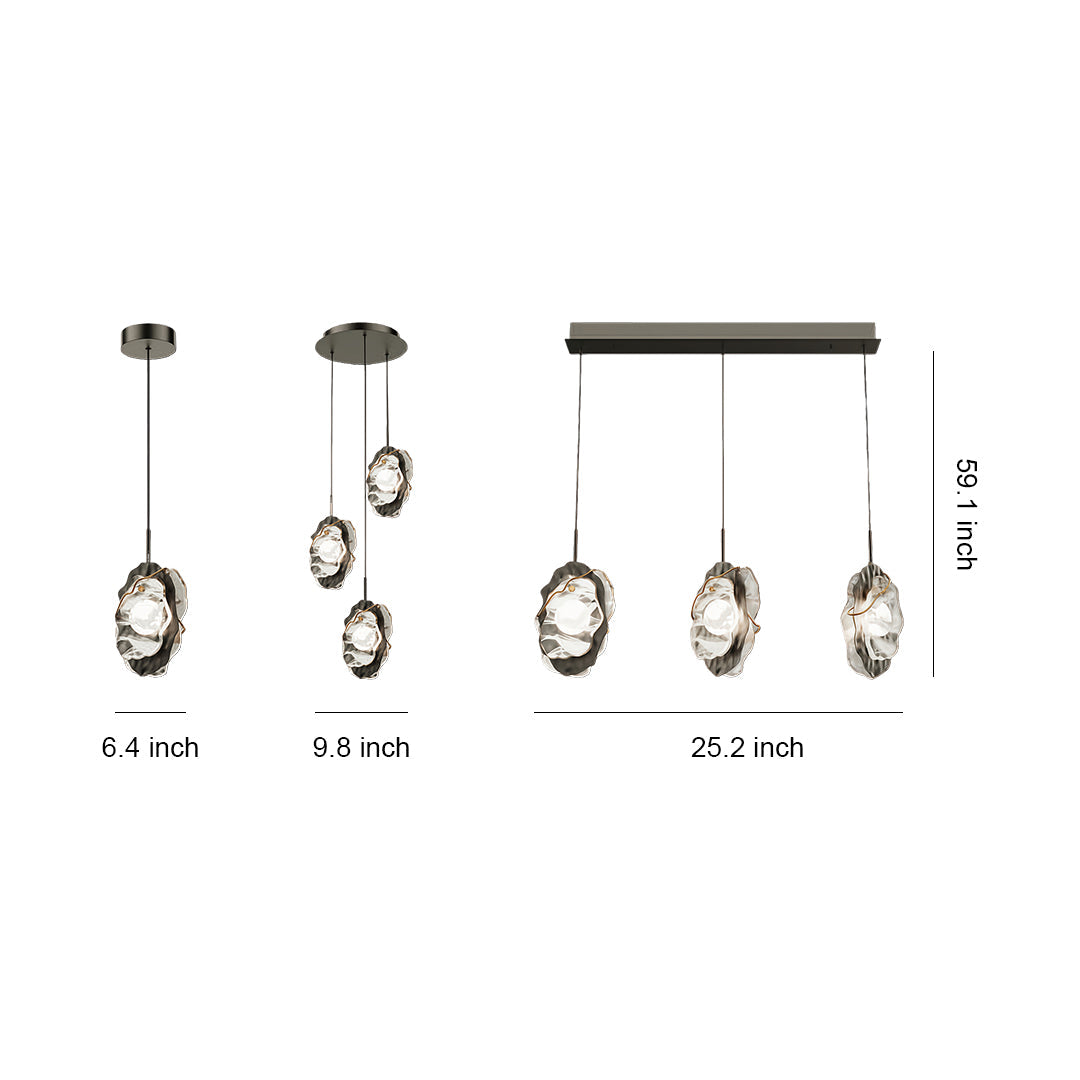 Minimalist Glass Pendant Light — Matte Black Iron-Aluminum, LED 9W–27W, 1- or 3-Light, Adjustable Chain