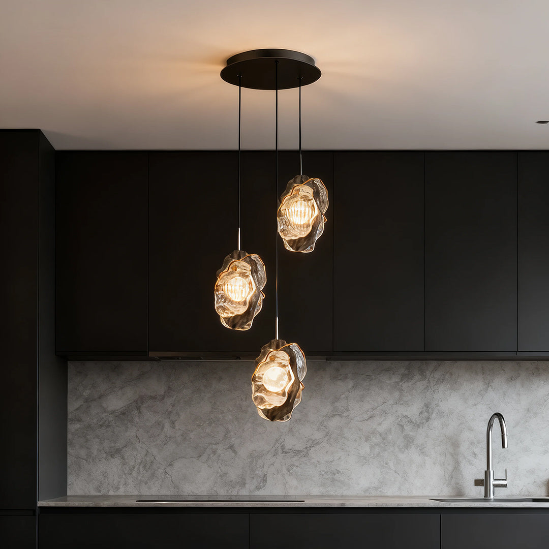 Minimalist Glass Pendant Light — Matte Black Iron-Aluminum, LED 9W–27W, 1- or 3-Light, Adjustable Chain