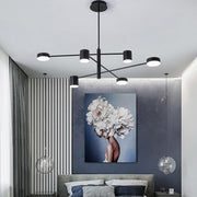 Industrial Sputnik Chandelier — Black Metal & Acrylic, 6-Light LED, 3-Step Dimming, 3000K/6000K