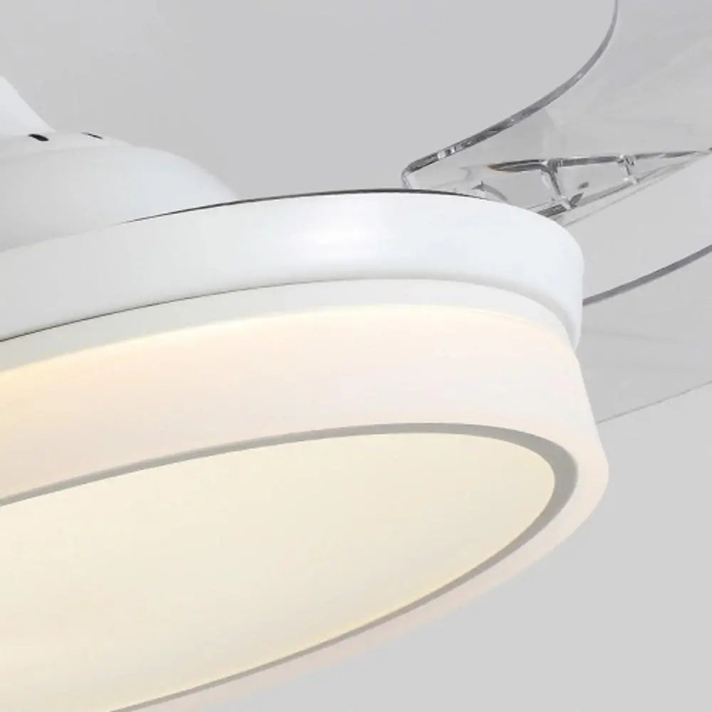 23-Inch LED Ceiling Fan with 4 Retractable Blades and Light - 15/19 White Luxe