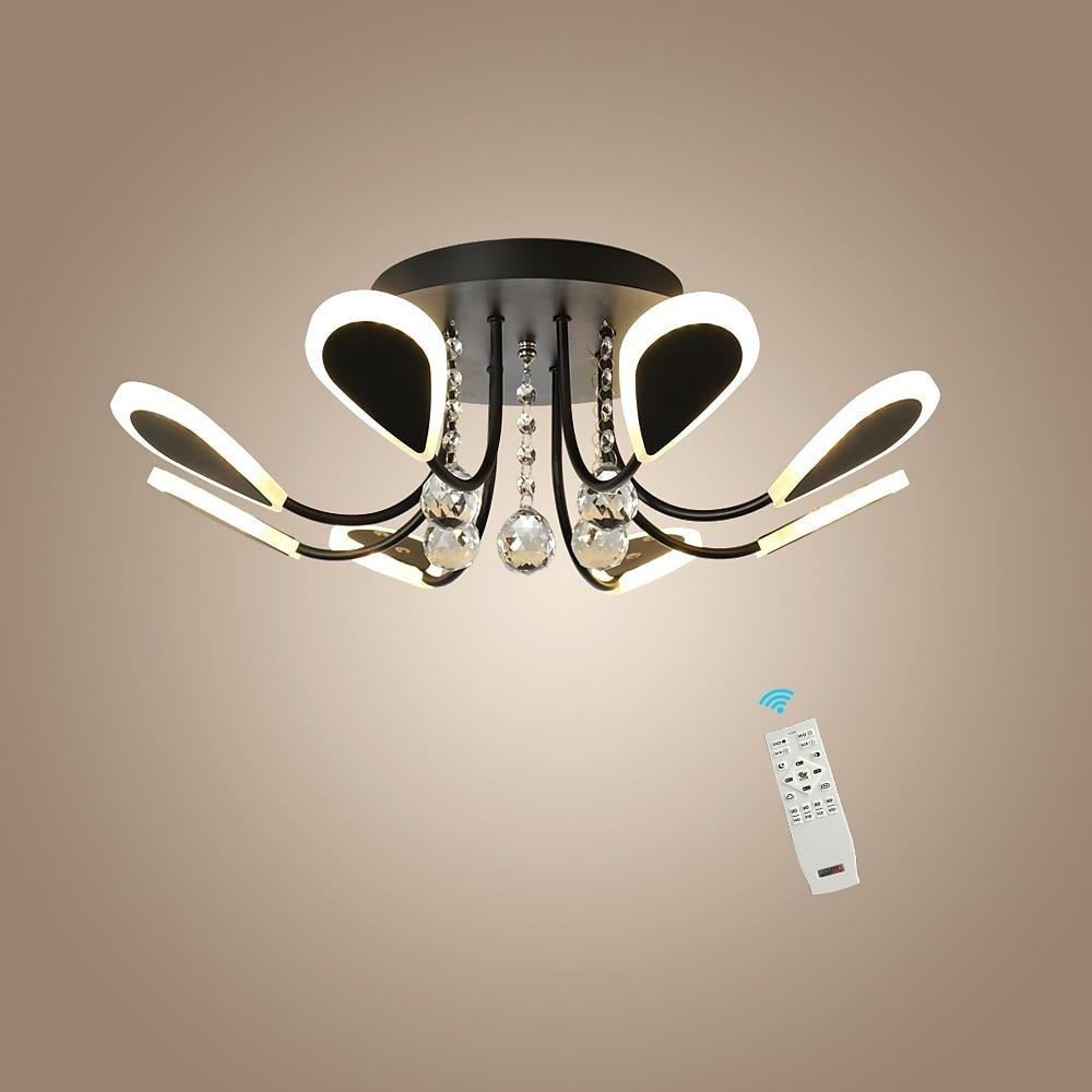 Contemporary 8-Light Crystal Flush Mount — Metal and Acrylic, Integrated LED, Dimmable, 3000K–6000K, 23"