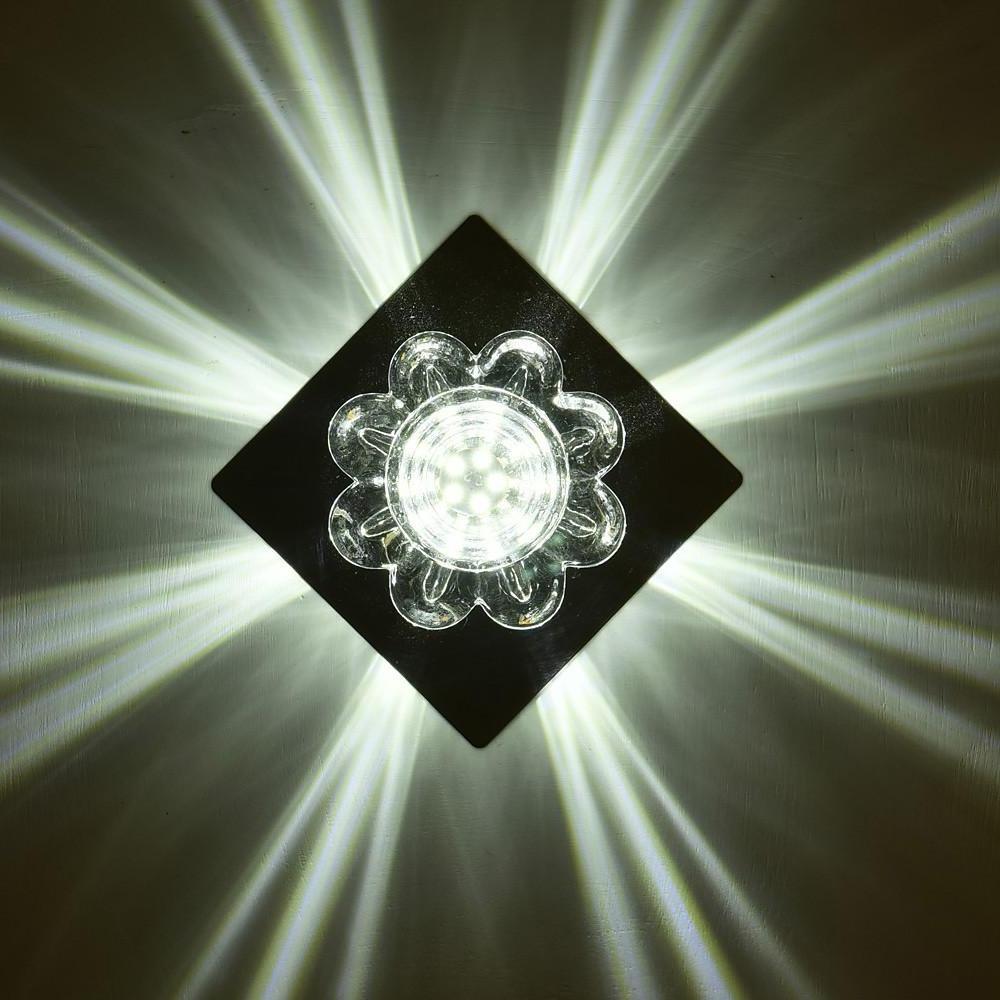 Flower-Shaped Crystal Flush Mount — Electroplated Metal, LED, 3000K / 6000K, 4" Diameter